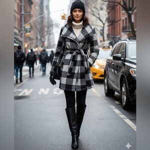 Steve Madden Black & Gray Winter Coat